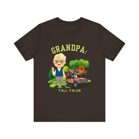 Grandpa Tall Tales Tee, Funny Grandpa Shirt, Gift for Grandpa, Family Gathering Outfit, Dad Humor T-shirt, Unisex Casual Tee