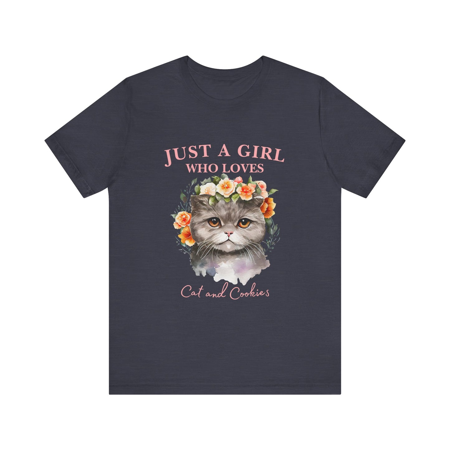 Just a Girl Who Loves Cats and Cookies Tee - Cute Cat Lover Shirt, Gift for Cat Moms, Funny Pet Apparel, Birthday Gift, Relaxed Fit T-Shirt