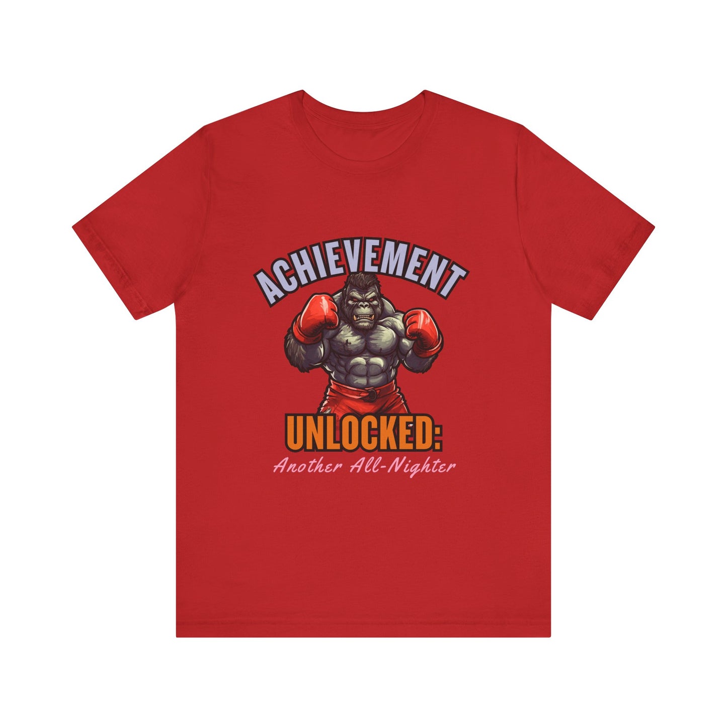 Achievement Unlocked Short Sleeve Tee, Gaming Shirt, Funny Tee, Birthday Gift, Casual Wear, All-Nighter Tee