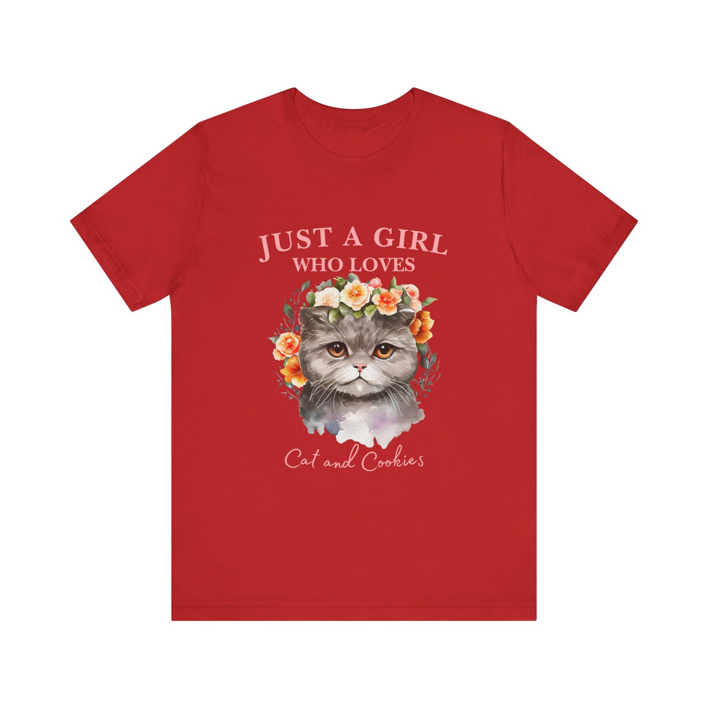 Just a Girl Who Loves Cats and Cookies Tee - Cute Cat Lover Shirt, Gift for Cat Moms, Funny Pet Apparel, Birthday Gift, Relaxed Fit T-Shirt