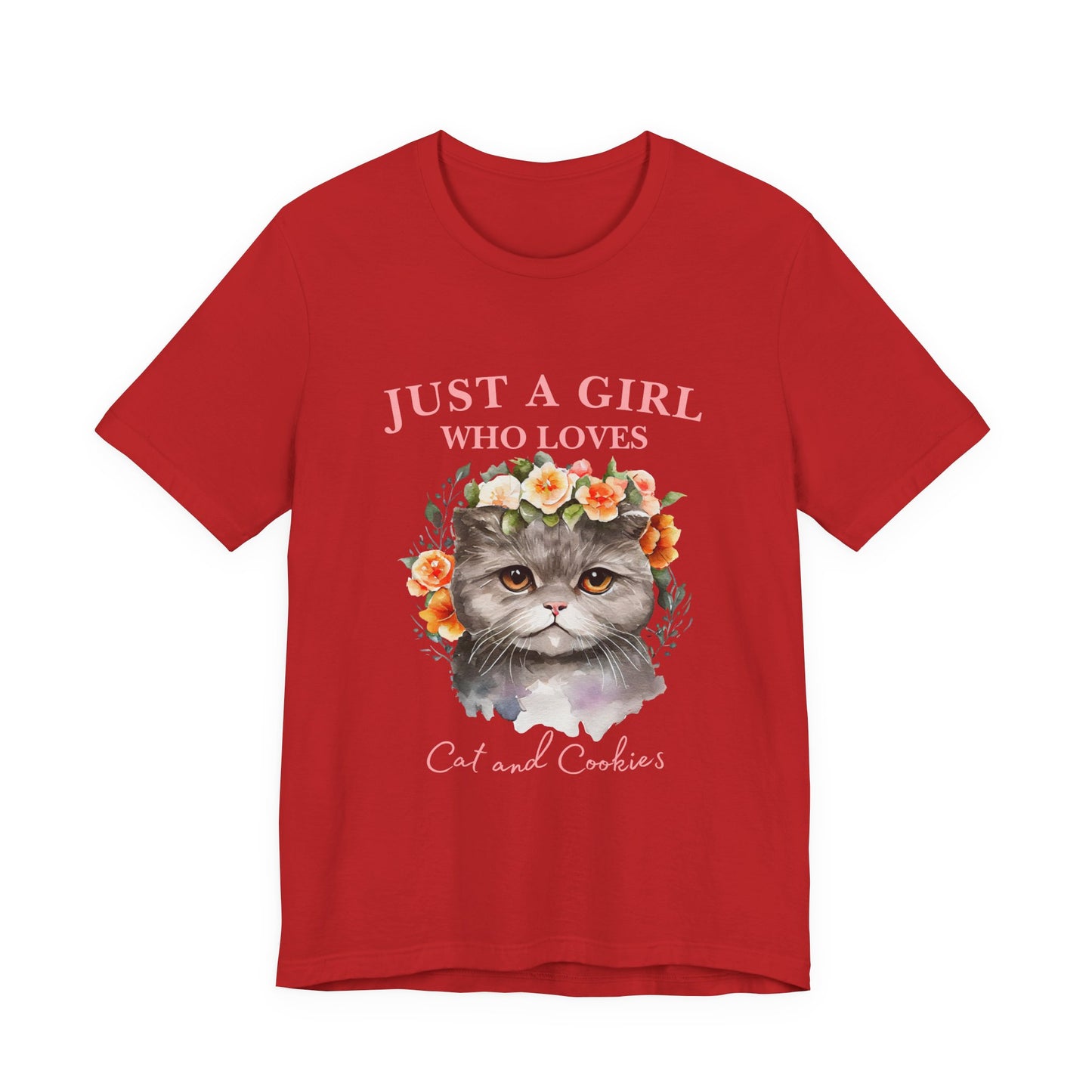 Just a Girl Who Loves Cats and Cookies Tee - Cute Cat Lover Shirt, Gift for Cat Moms, Funny Pet Apparel, Birthday Gift, Relaxed Fit T-Shirt