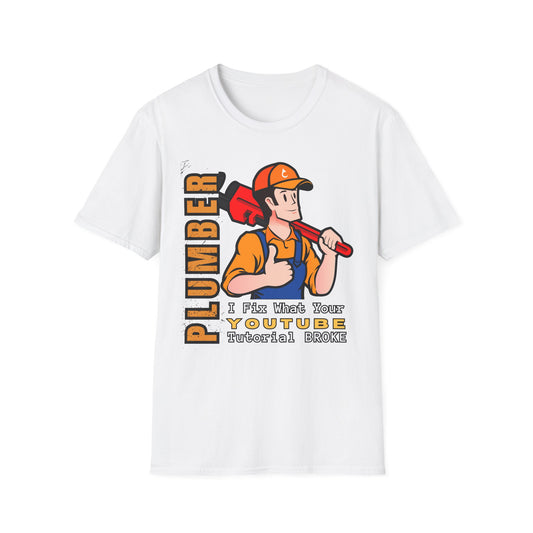 Plumber Fix Things T-Shirt, Casual Gift for Dads, Funny Work Top,, Unisex Softstyle Shirt, Plumbing Gift Idea