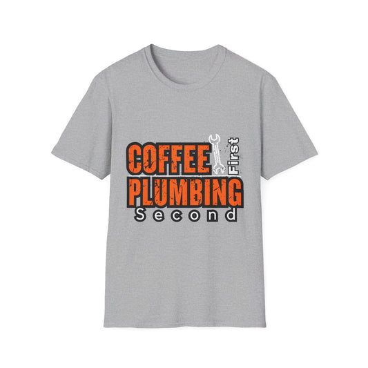 Coffee and Plumbing Unisex T-Shirt, Funny Plumber Shirt, Gift for Plumbers, Coffee Lovers Tee, Plumbing Gifts