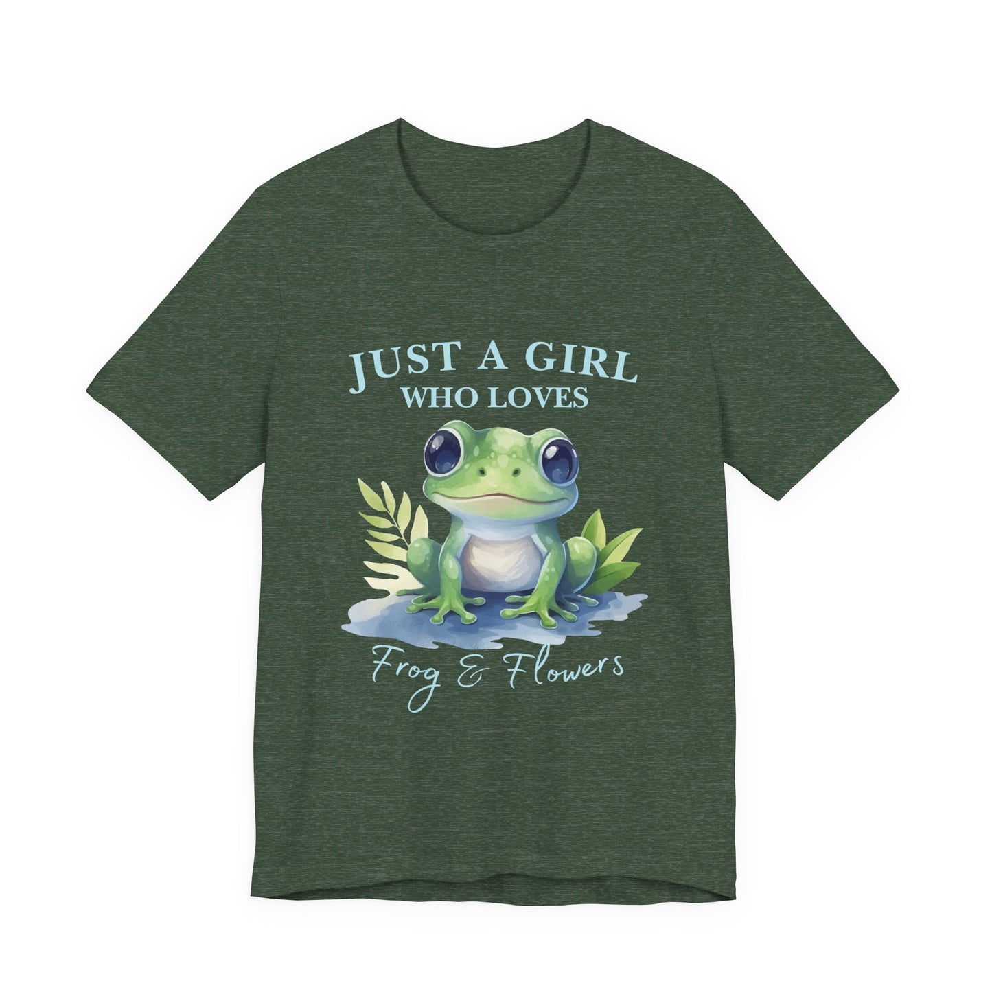 Frog Lover Tee, Just a Girl Who Loves Frog & Flowers, Cute Graphic T-Shirt, Nature Lover Gift, Spring Fashion, Animal Tee, Unique Apparel