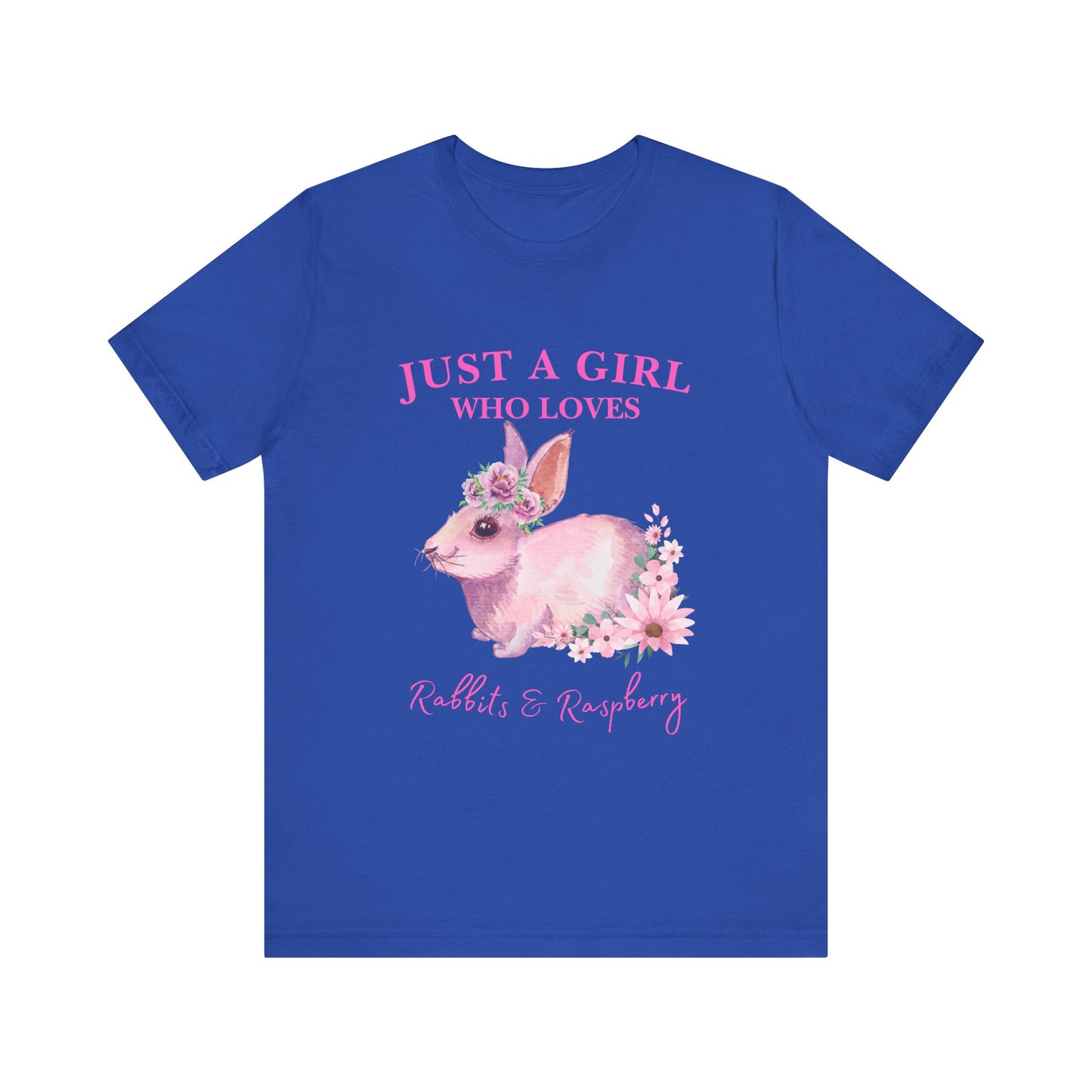 Rabbits & Raspberry Lover Tee, Cute Animal T-Shirt, Girl Who Loves Rabbit T-shirt, Gift for Bunny Lovers, Animal Lover Apparel, Floral Graphic Tee
