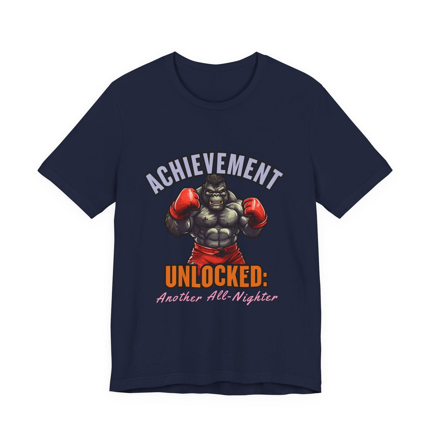 Achievement Unlocked Short Sleeve Tee, Gaming Shirt, Funny Tee, Birthday Gift, Casual Wear, All-Nighter Tee