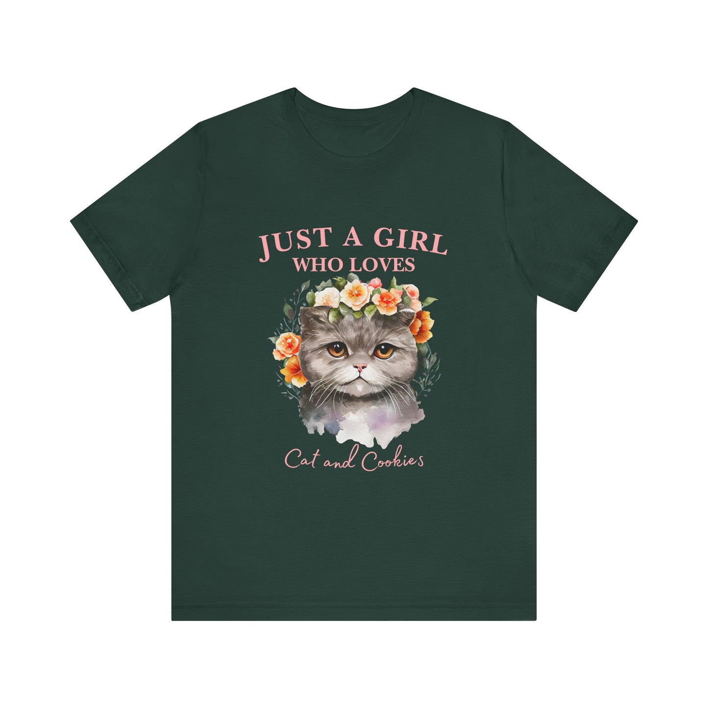 Just a Girl Who Loves Cats and Cookies Tee - Cute Cat Lover Shirt, Gift for Cat Moms, Funny Pet Apparel, Birthday Gift, Relaxed Fit T-Shirt