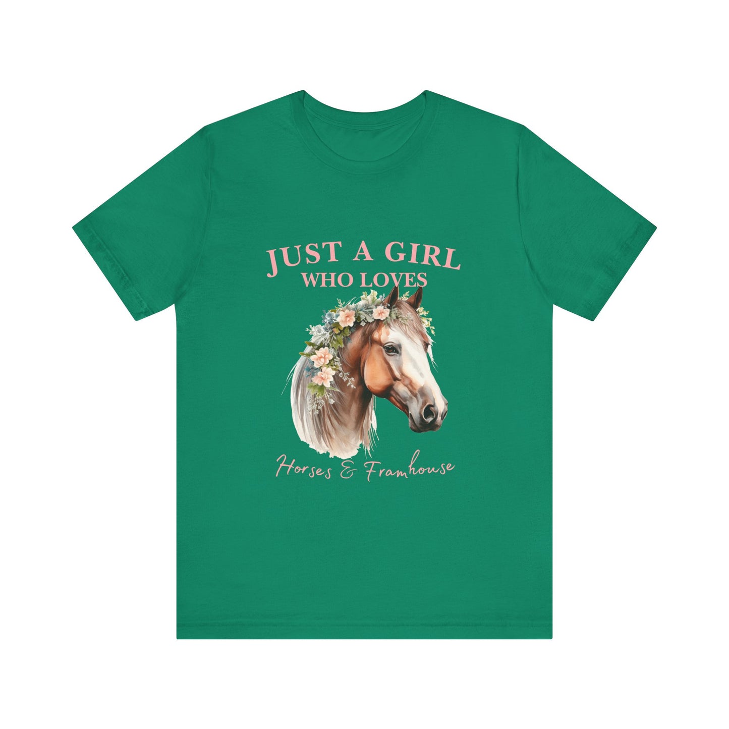 Just a Girl Who Loves Horses Jersey Tee | Equestrian Gift | Horse Lover T-Shirt | Floral Graphic Tee | Birthday Gift