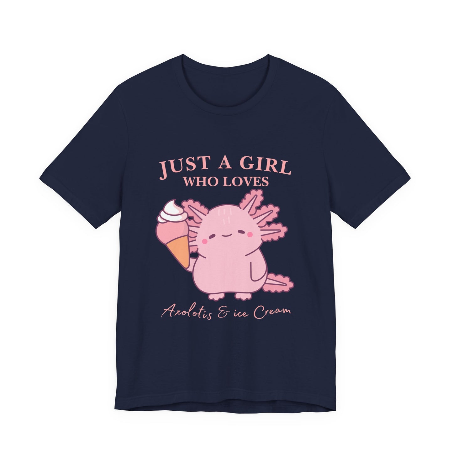 Cute Ice Cream Lover Tee, Fun T-Shirt for Girls, Gift for Ice Cream Fans, Summer Fun Shirt, Casual Everyday Wear, Axolotis T-shirt