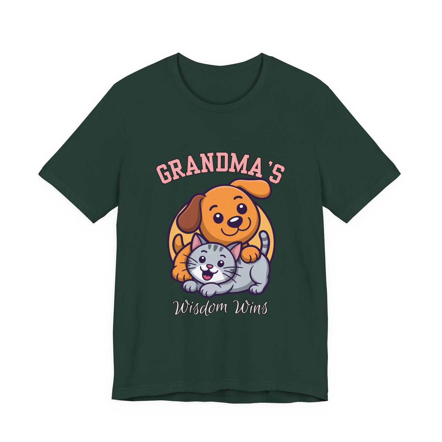 Grandma's Pet Love Tee - Cute Cat and Dog Design, Perfect Gift for Grandparents, Animal Lovers, Birthday, Family Gatherings, Casual Wear