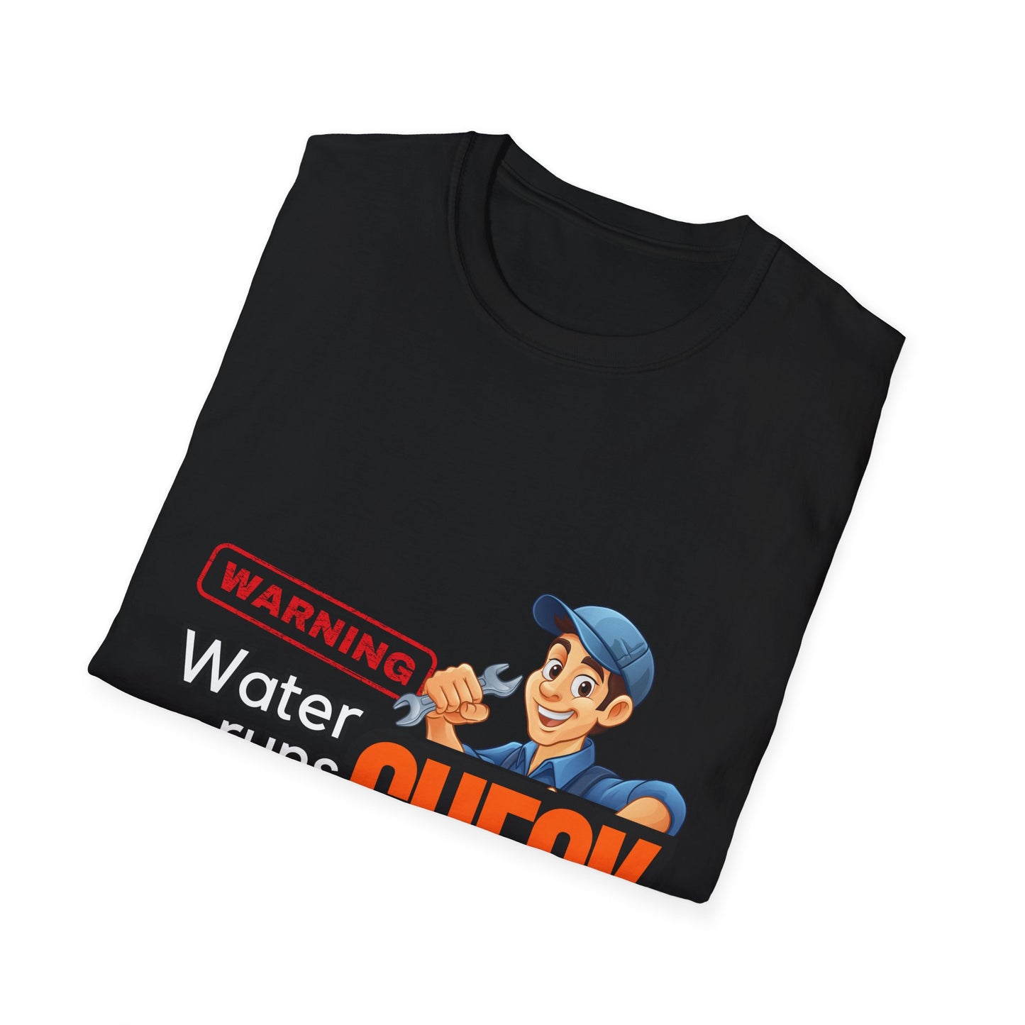 Warning Water Runs Thru It Unisex T-Shirt, Fun Gift for Handyman, Unique Work Shirt, Casual Everyday Tee, Playful Graphic Top