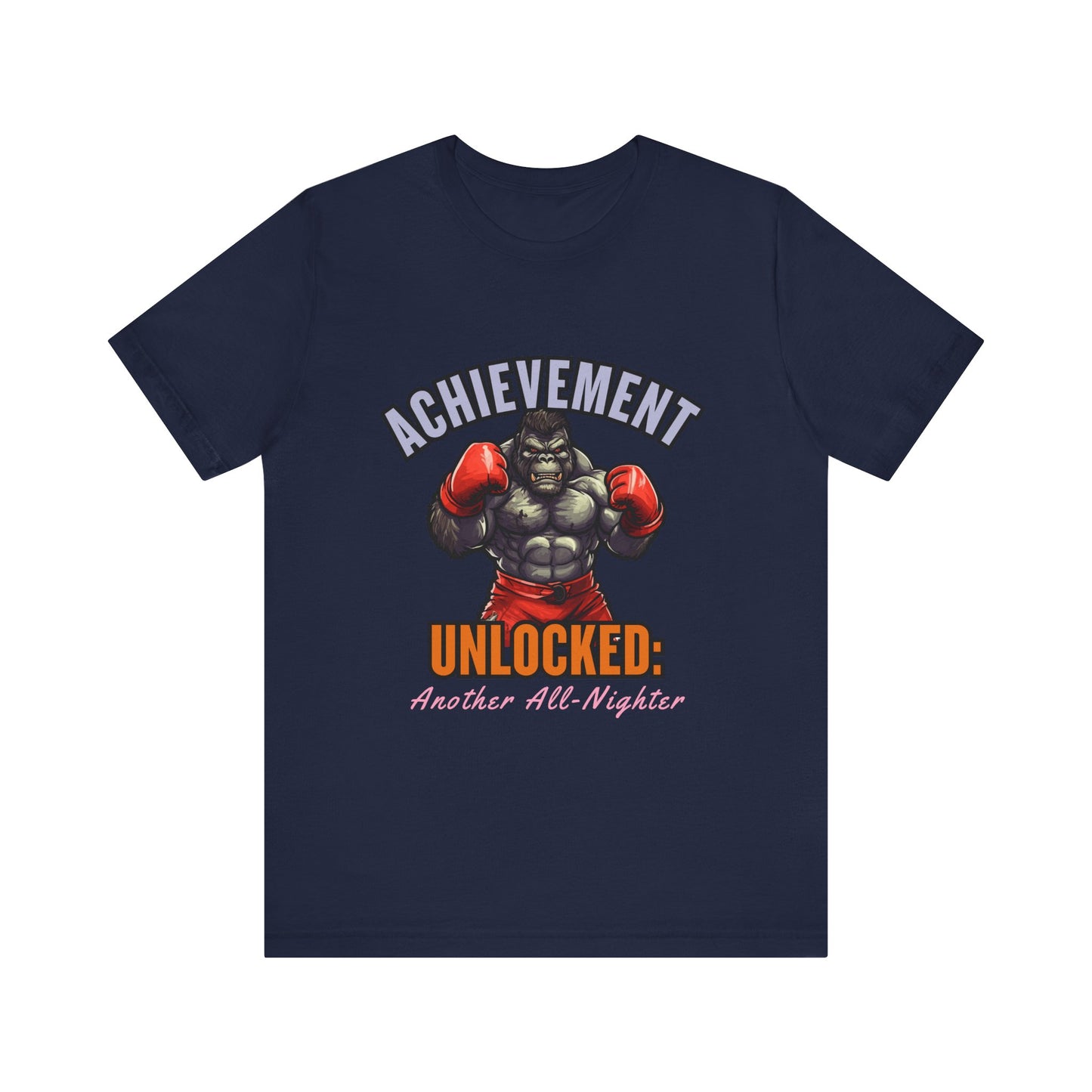 Achievement Unlocked Short Sleeve Tee, Gaming Shirt, Funny Tee, Birthday Gift, Casual Wear, All-Nighter Tee