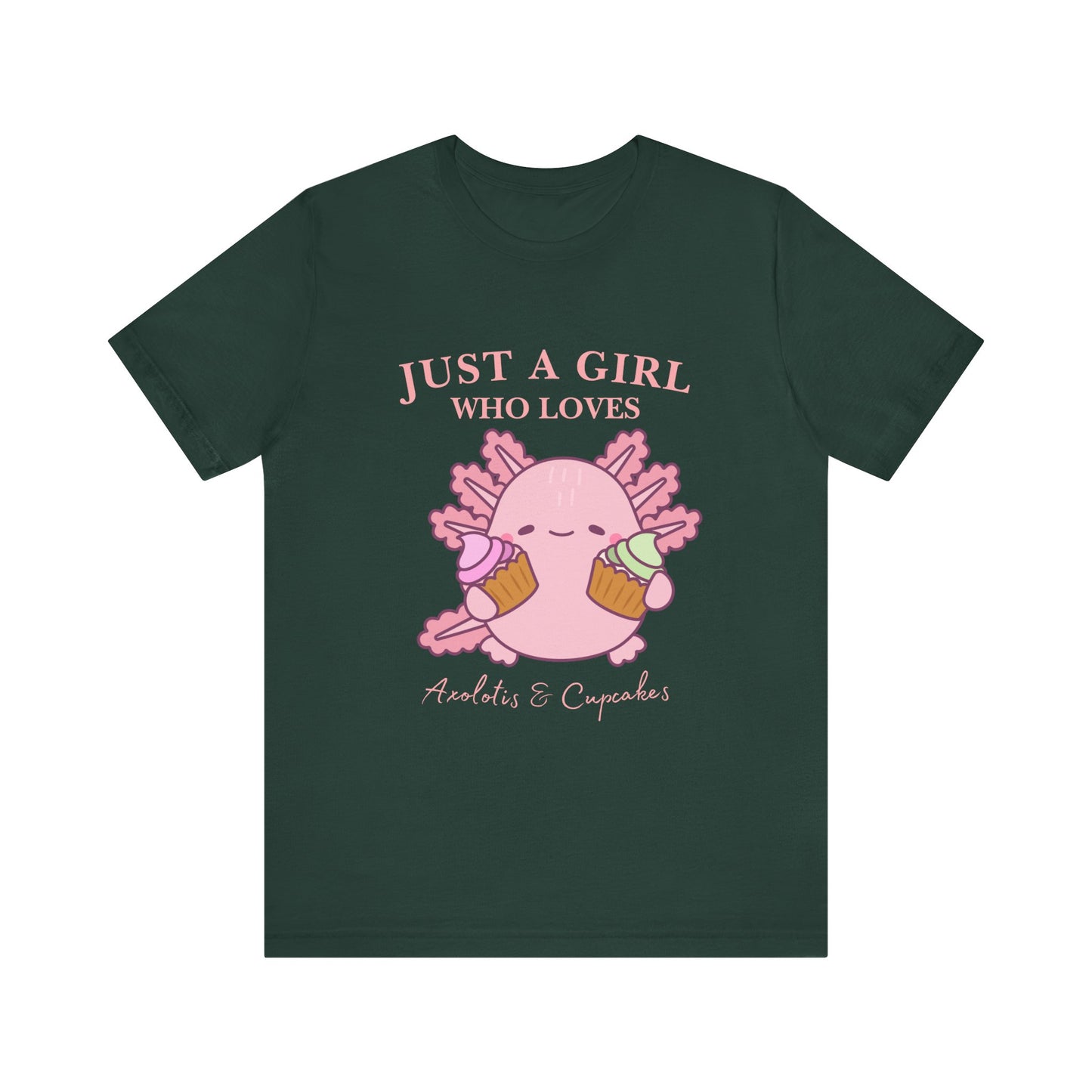 Cute Foodie Shirt for Girls - Just a Girl Who Loves Chocolates & Cupcakes, Fun Casual Tee, Gift for Food Lovers, Axolotis T-shirt