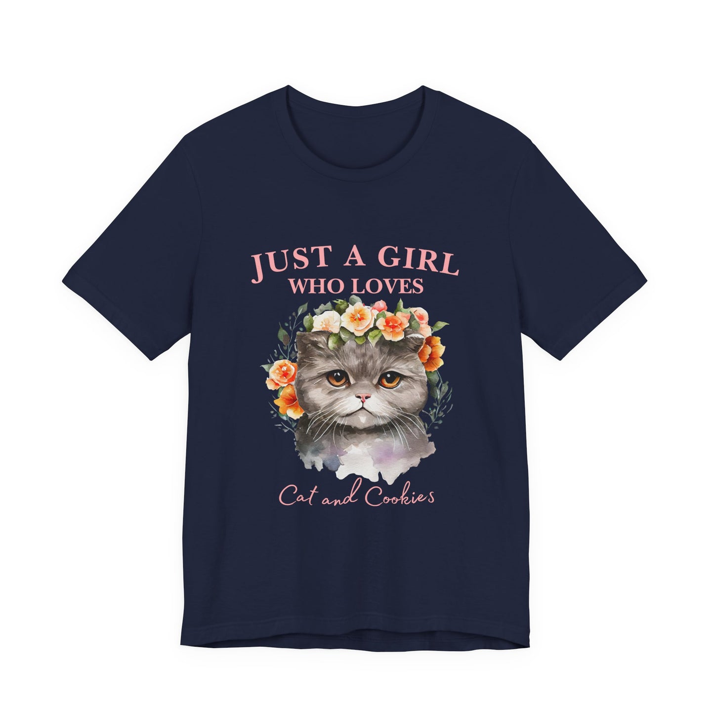 Just a Girl Who Loves Cats and Cookies Tee - Cute Cat Lover Shirt, Gift for Cat Moms, Funny Pet Apparel, Birthday Gift, Relaxed Fit T-Shirt