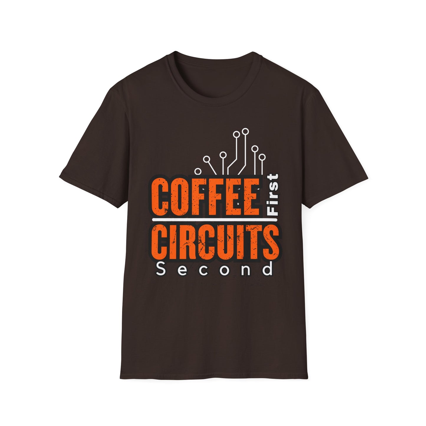 Coffee First, Circuits Second Electronic Unisex T-Shirt | Tech Lover Gift | Funny Coffee Tee | Programmer Apparel | Electrician T-shirt