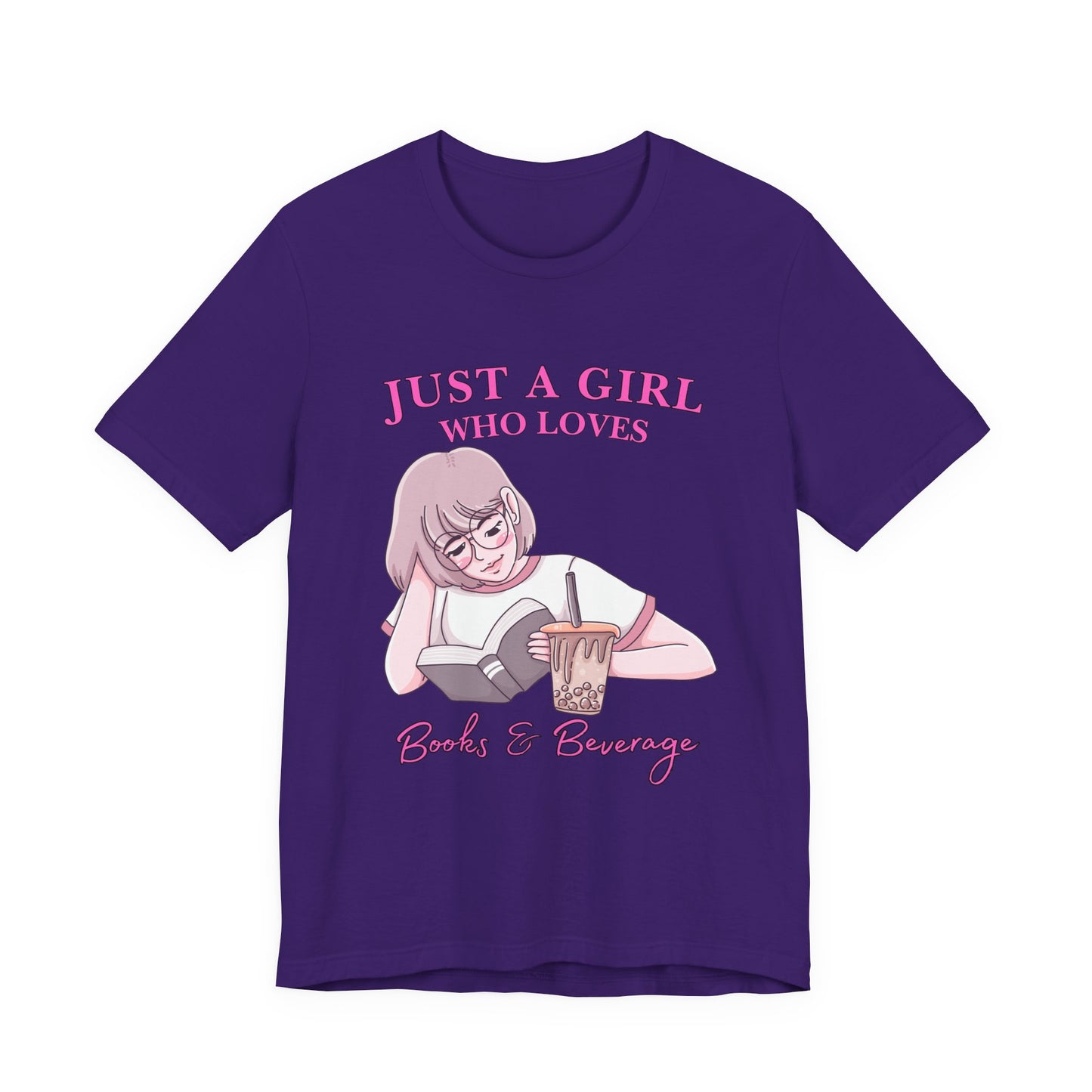 Just a Girl Who Loves Books & Beverages Tee | Cozy Reading T-Shirt, Gift for Book Lovers, Cute Bookish Apparel, Literary Fashion
