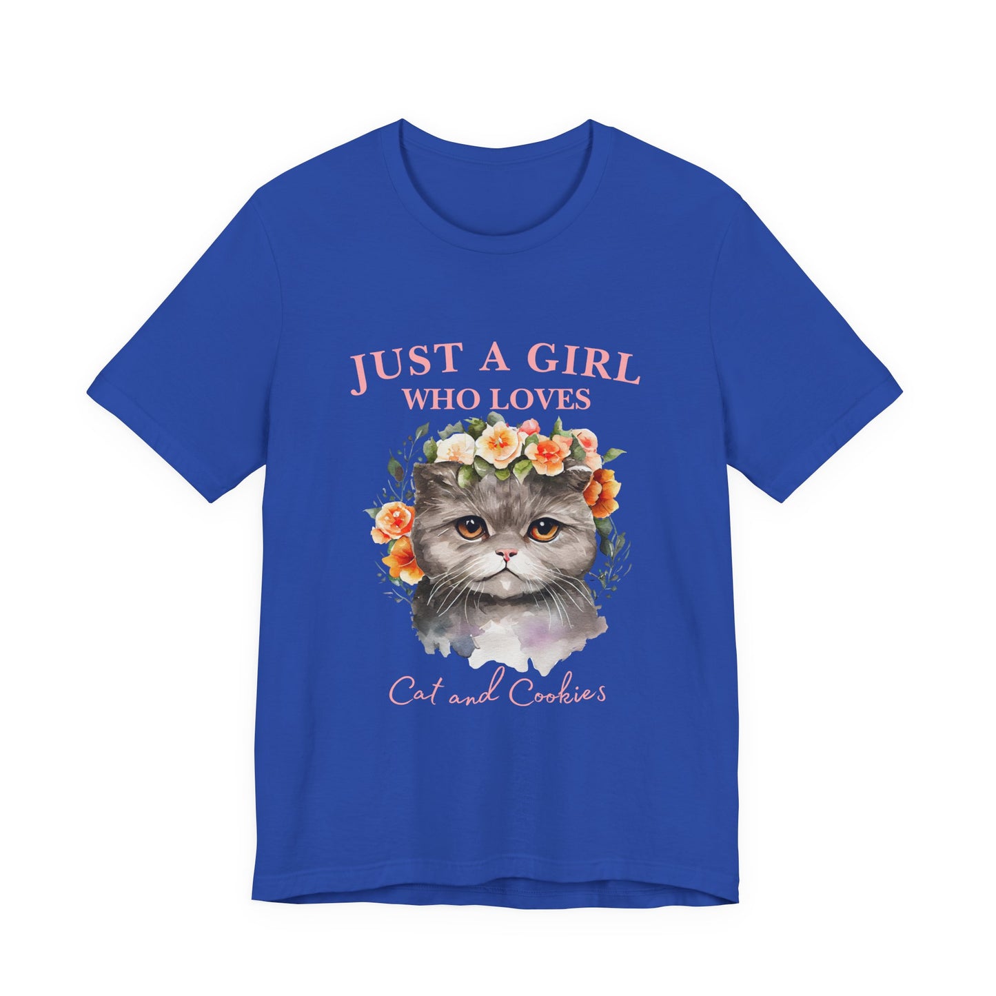 Just a Girl Who Loves Cats and Cookies Tee - Cute Cat Lover Shirt, Gift for Cat Moms, Funny Pet Apparel, Birthday Gift, Relaxed Fit T-Shirt