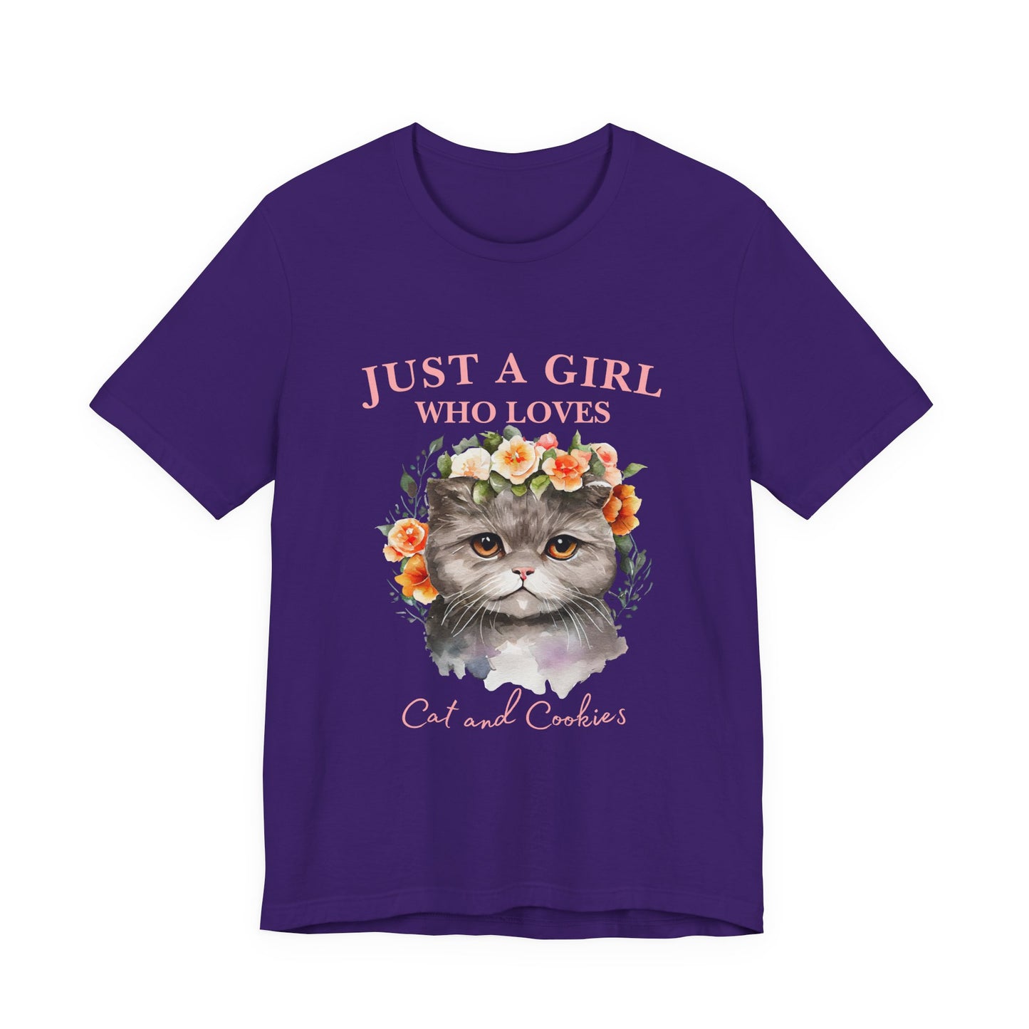 Just a Girl Who Loves Cats and Cookies Tee - Cute Cat Lover Shirt, Gift for Cat Moms, Funny Pet Apparel, Birthday Gift, Relaxed Fit T-Shirt