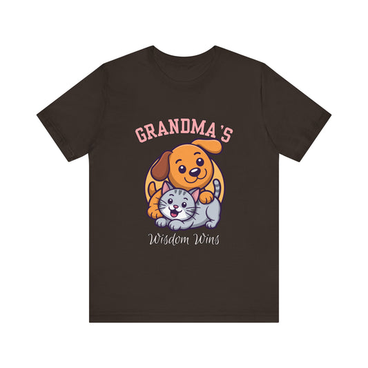 Grandma's Pet Love Tee - Cute Cat and Dog Design, Perfect Gift for Grandparents, Animal Lovers, Birthday, Family Gatherings, Casual Wear