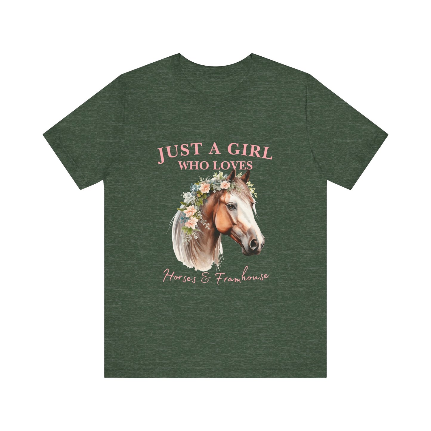 Just a Girl Who Loves Horses Jersey Tee | Equestrian Gift | Horse Lover T-Shirt | Floral Graphic Tee | Birthday Gift