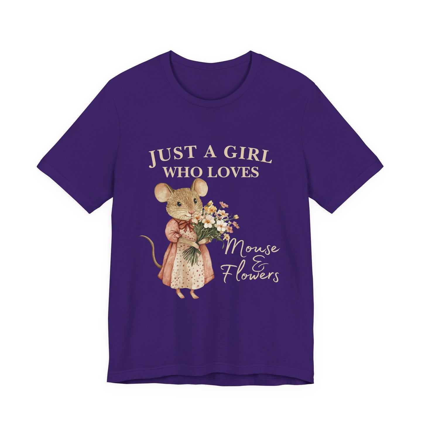 Just a Girl Who Loves Mouse & Flowers Tee, Cute Animal Shirt, Floral Graphic Tee, Gifts for Her, Birthday T-Shirt