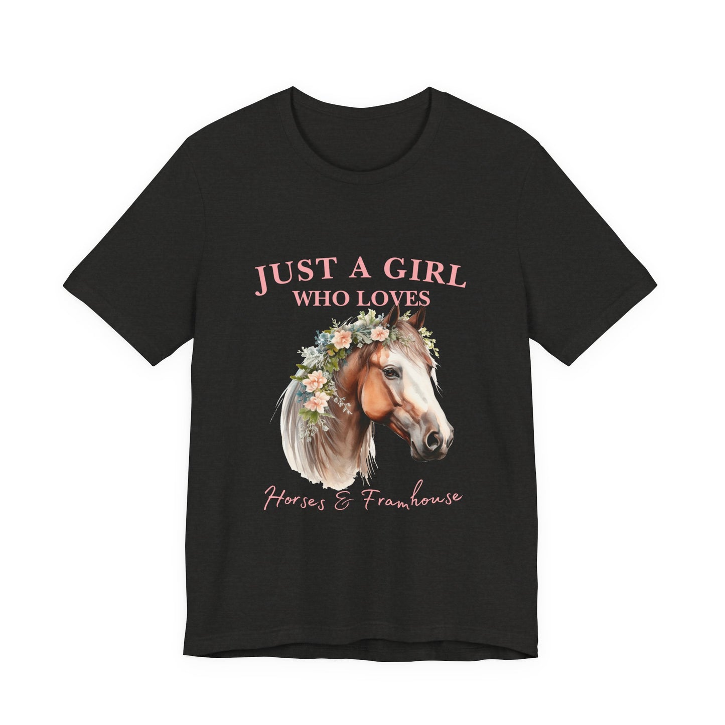 Just a Girl Who Loves Horses Jersey Tee | Equestrian Gift | Horse Lover T-Shirt | Floral Graphic Tee | Birthday Gift