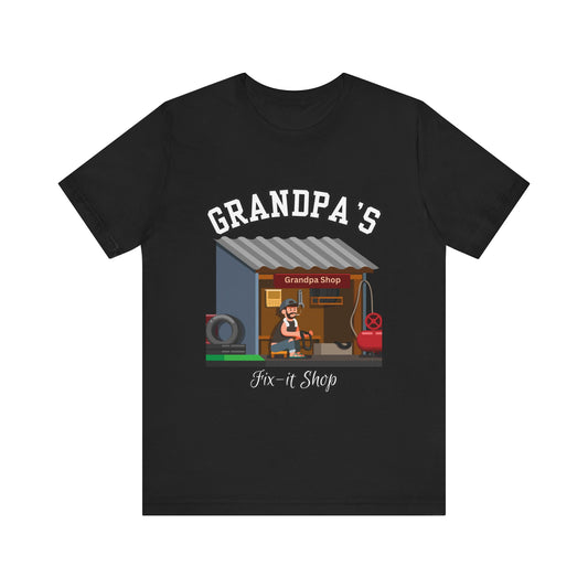 Grandpa's Fix-It Shop T-Shirt, Unisex Tee, Gift for Grandfather, Father's Day Gift, Mechanic Shirt, Family Humor Shirt