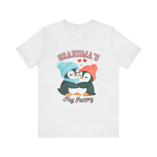 Grandma's Hug Factory T-Shirt, Cute Penguin Tee, Gift for Grandma, Family Reunion Shirt, Mother's Day Gift, Cozy Casual Wear