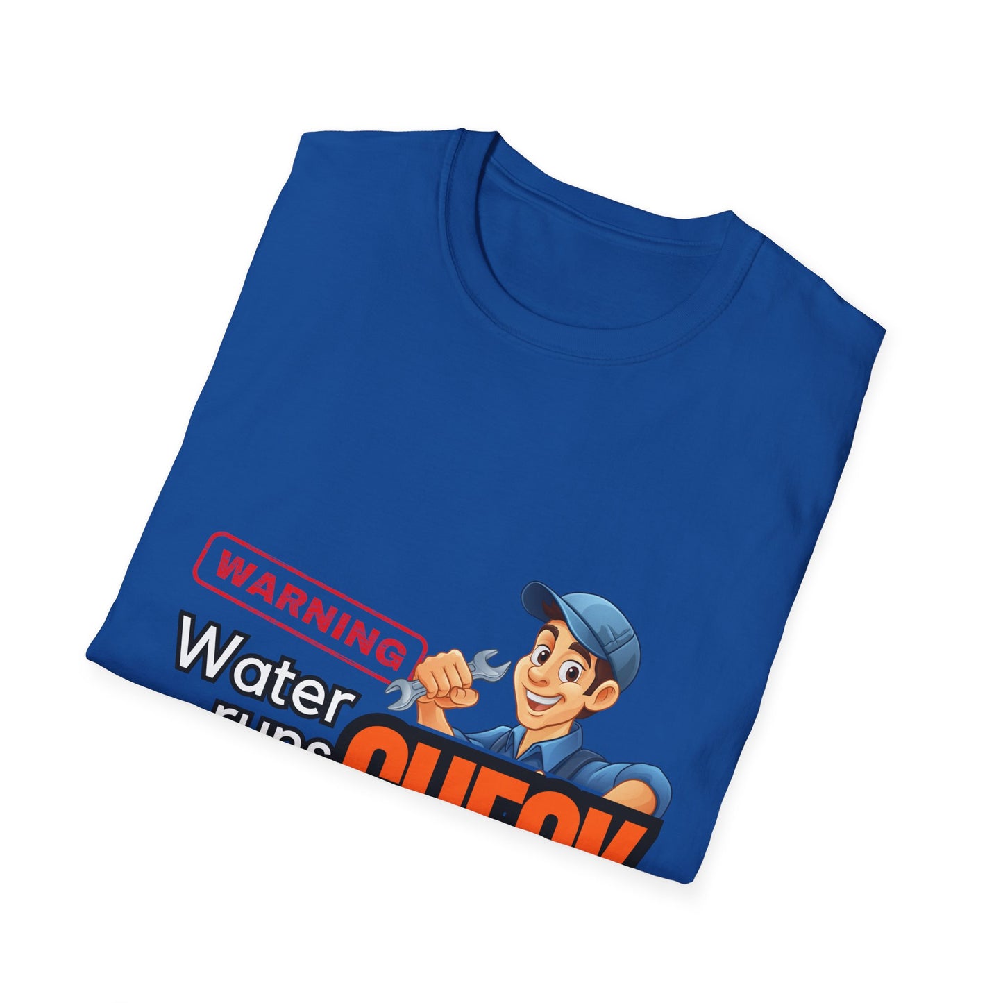 Warning Water Runs Thru It Unisex T-Shirt, Fun Gift for Handyman, Unique Work Shirt, Casual Everyday Tee, Playful Graphic Top