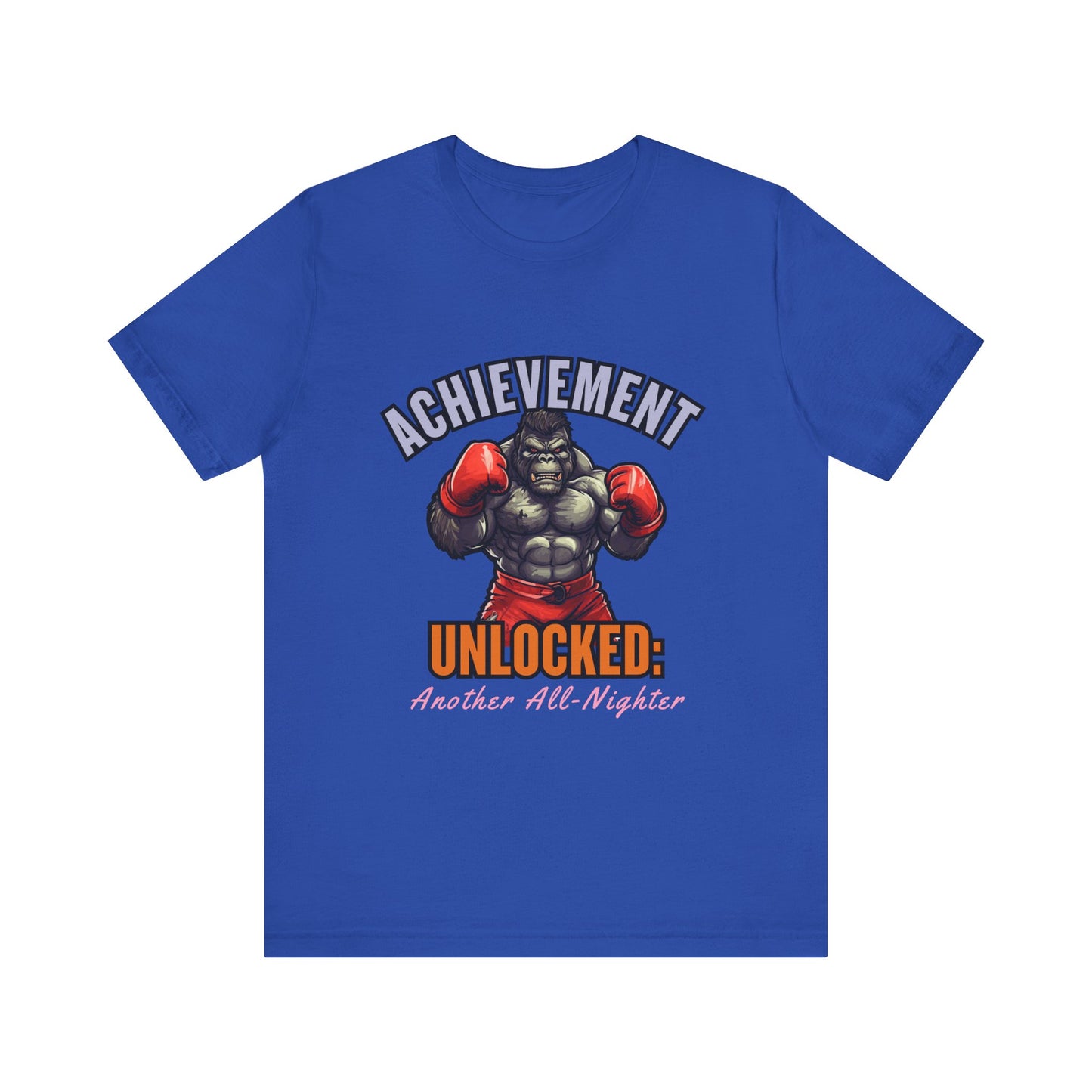 Achievement Unlocked Short Sleeve Tee, Gaming Shirt, Funny Tee, Birthday Gift, Casual Wear, All-Nighter Tee