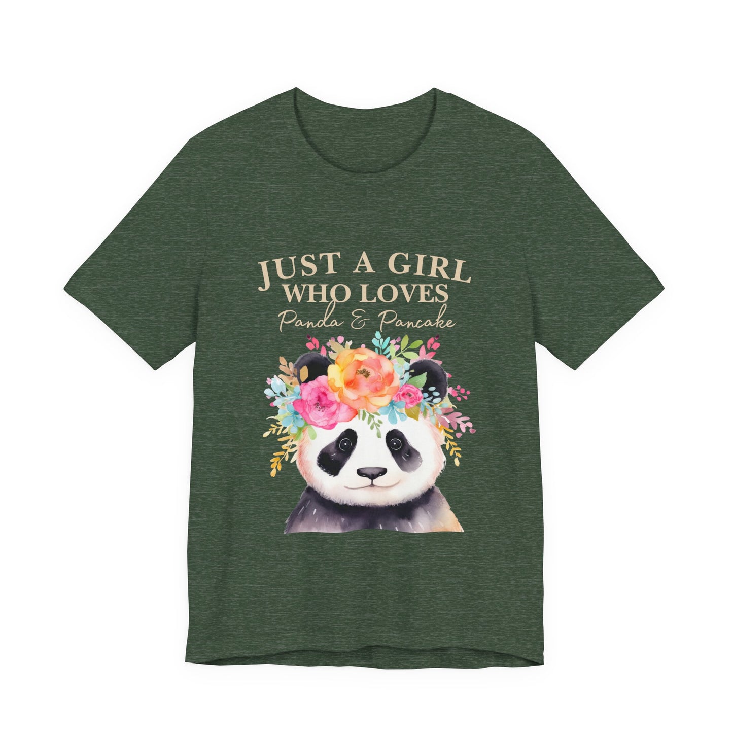 Adorable Panda Lover Tee - Just a Girl Who Loves Pandas & Pancakes, Cute Animal Shirt, Gift for Panda Fans, Casual Wear, Summer Top