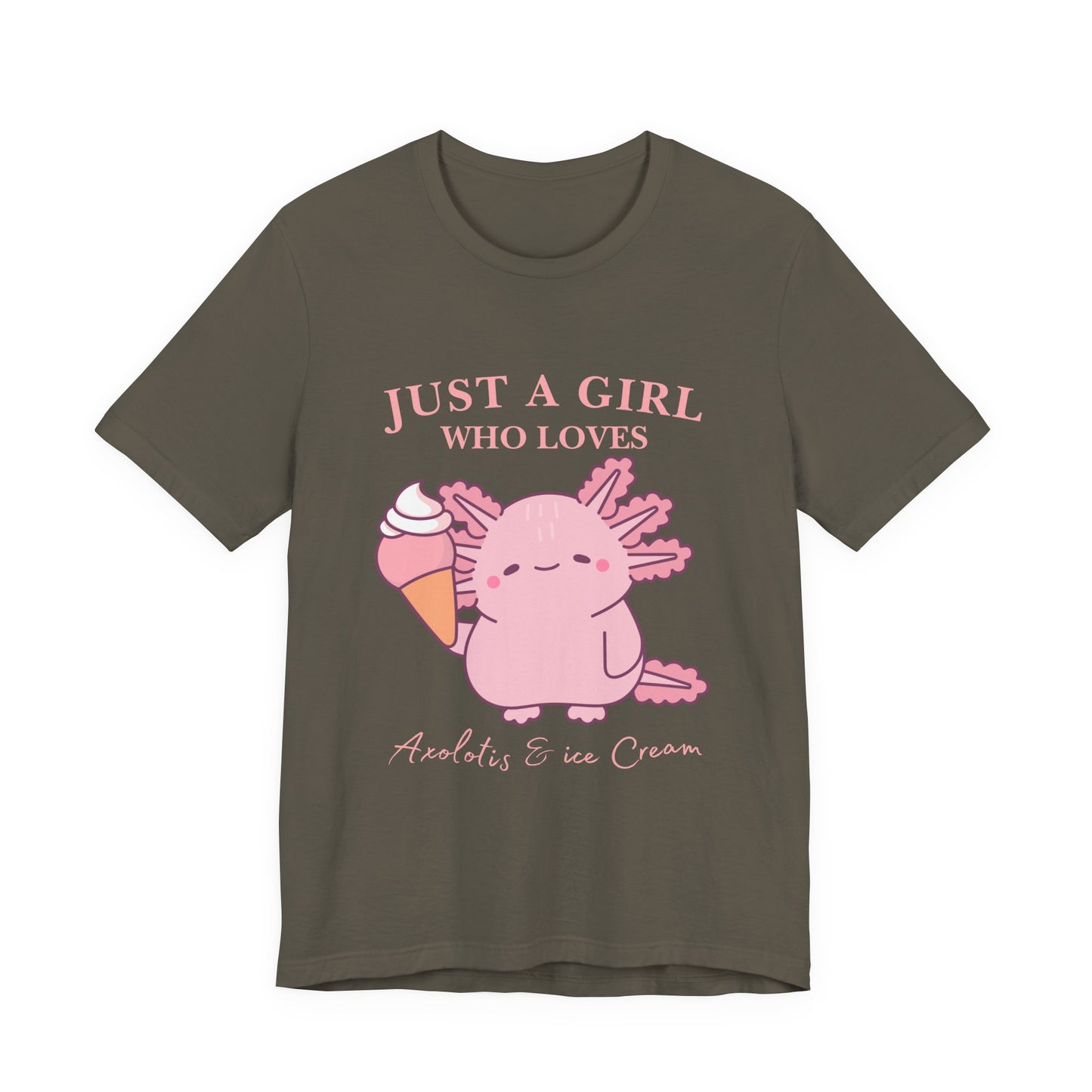 Cute Ice Cream Lover Tee, Fun T-Shirt for Girls, Gift for Ice Cream Fans, Summer Fun Shirt, Casual Everyday Wear, Axolotis T-shirt