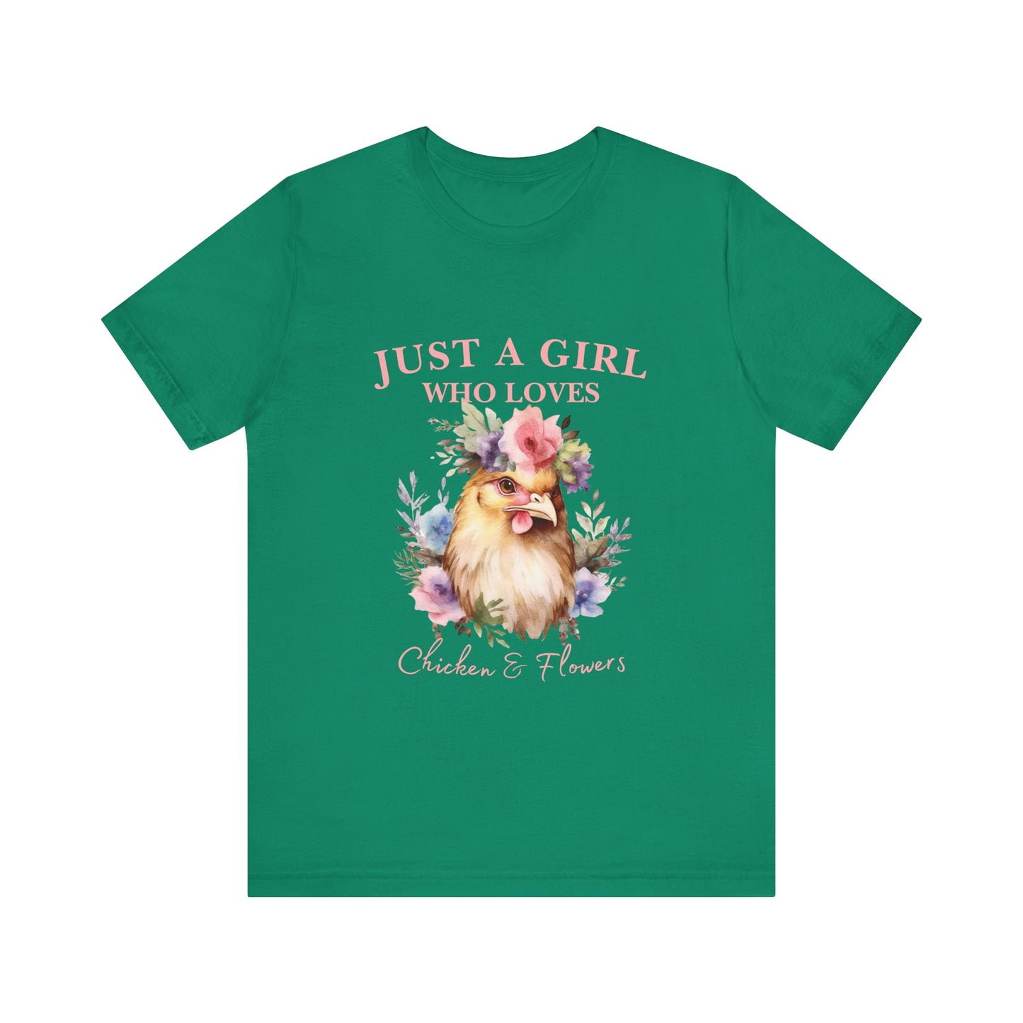 Just a Girl Who Loves Chickens Tee, Funny Farm Animal Shirt, Floral Graphic Tee, Gift for Chicken Lovers, Farmhouse Fashion