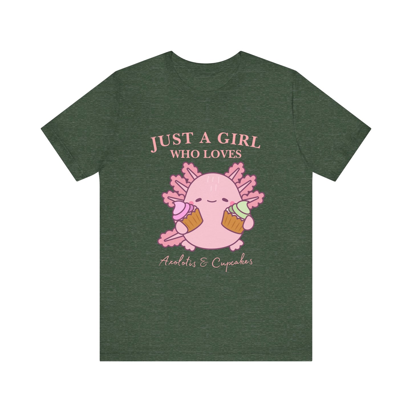 Cute Foodie Shirt for Girls - Just a Girl Who Loves Chocolates & Cupcakes, Fun Casual Tee, Gift for Food Lovers, Axolotis T-shirt
