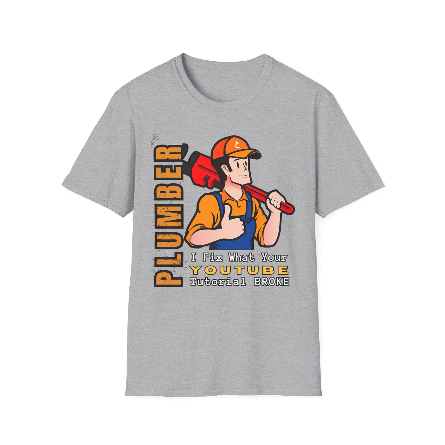 Plumber Fix Things T-Shirt, Casual Gift for Dads, Funny Work Top,, Unisex Softstyle Shirt, Plumbing Gift Idea