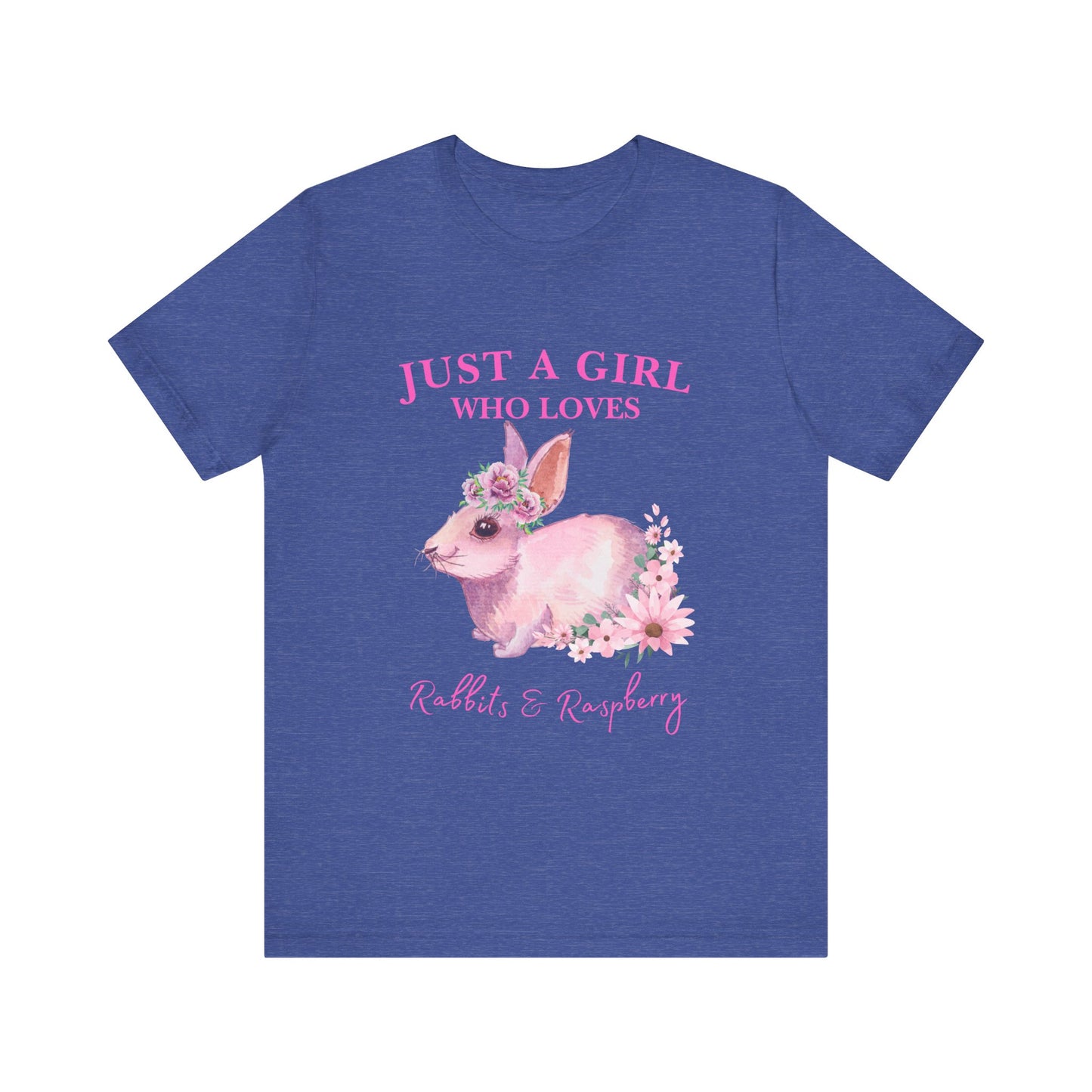 Rabbits & Raspberry Lover Tee, Cute Animal T-Shirt, Girl Who Loves Rabbit T-shirt, Gift for Bunny Lovers, Animal Lover Apparel, Floral Graphic Tee