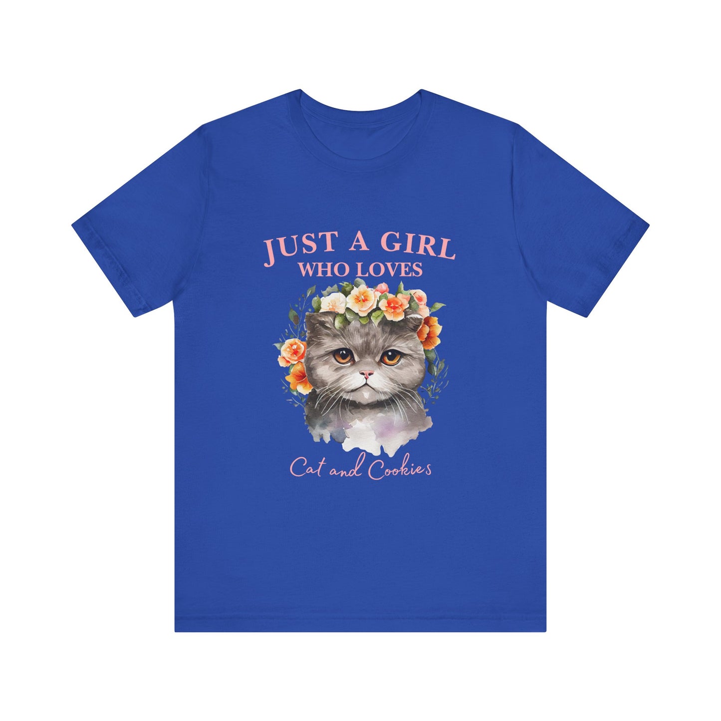 Just a Girl Who Loves Cats and Cookies Tee - Cute Cat Lover Shirt, Gift for Cat Moms, Funny Pet Apparel, Birthday Gift, Relaxed Fit T-Shirt