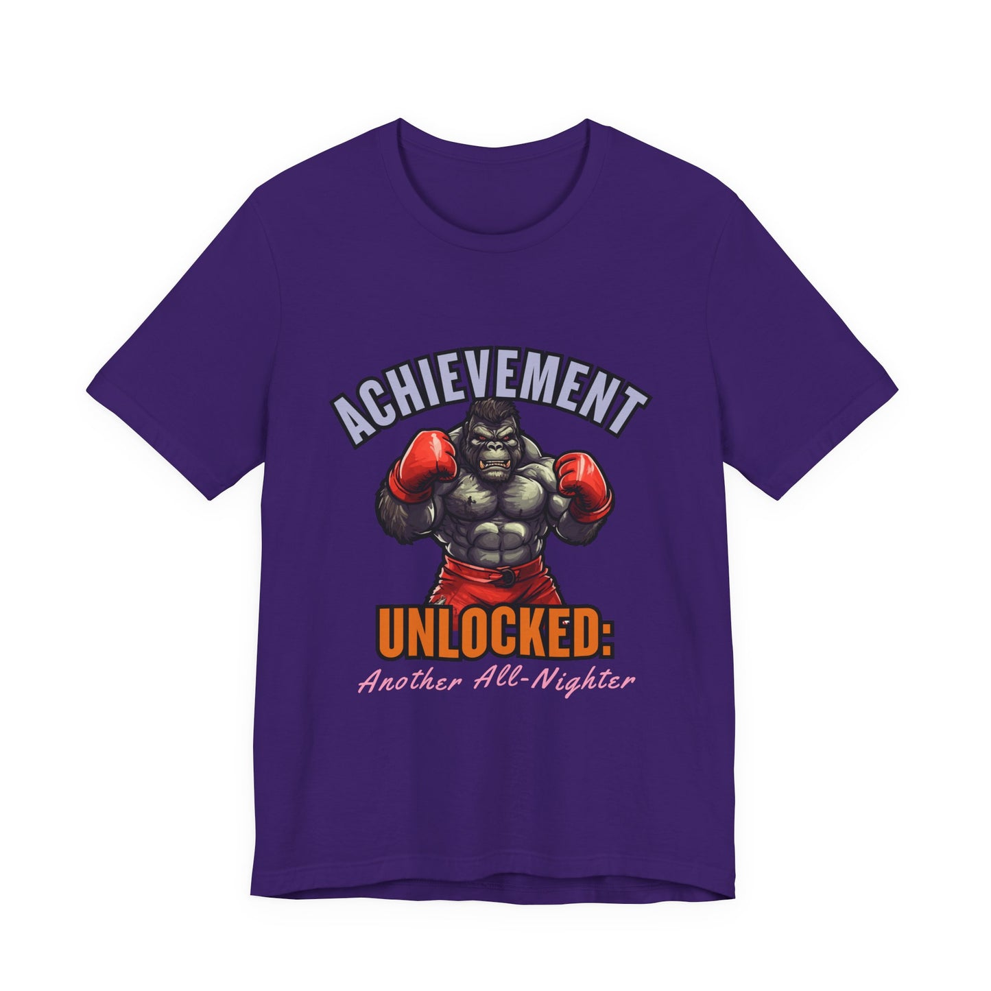 Achievement Unlocked Short Sleeve Tee, Gaming Shirt, Funny Tee, Birthday Gift, Casual Wear, All-Nighter Tee