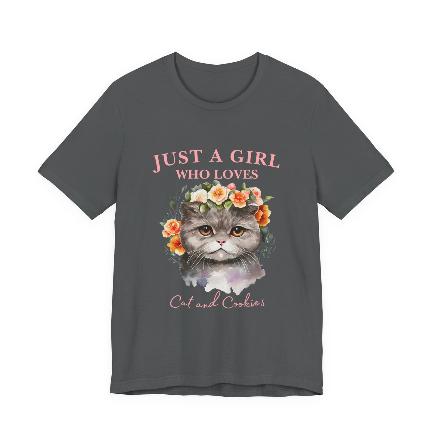 Just a Girl Who Loves Cats and Cookies Tee - Cute Cat Lover Shirt, Gift for Cat Moms, Funny Pet Apparel, Birthday Gift, Relaxed Fit T-Shirt