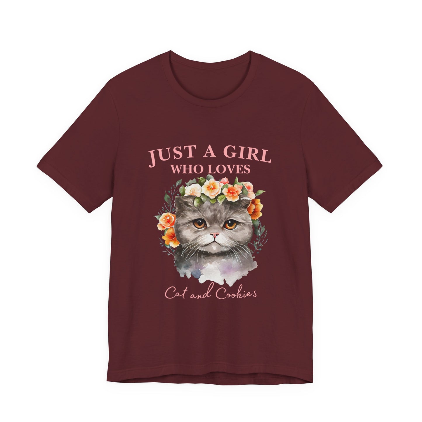 Just a Girl Who Loves Cats and Cookies Tee - Cute Cat Lover Shirt, Gift for Cat Moms, Funny Pet Apparel, Birthday Gift, Relaxed Fit T-Shirt