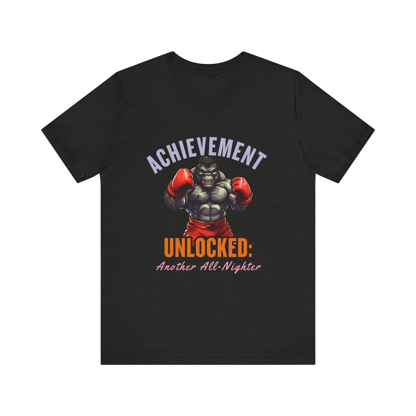 Achievement Unlocked Short Sleeve Tee, Gaming Shirt, Funny Tee, Birthday Gift, Casual Wear, All-Nighter Tee