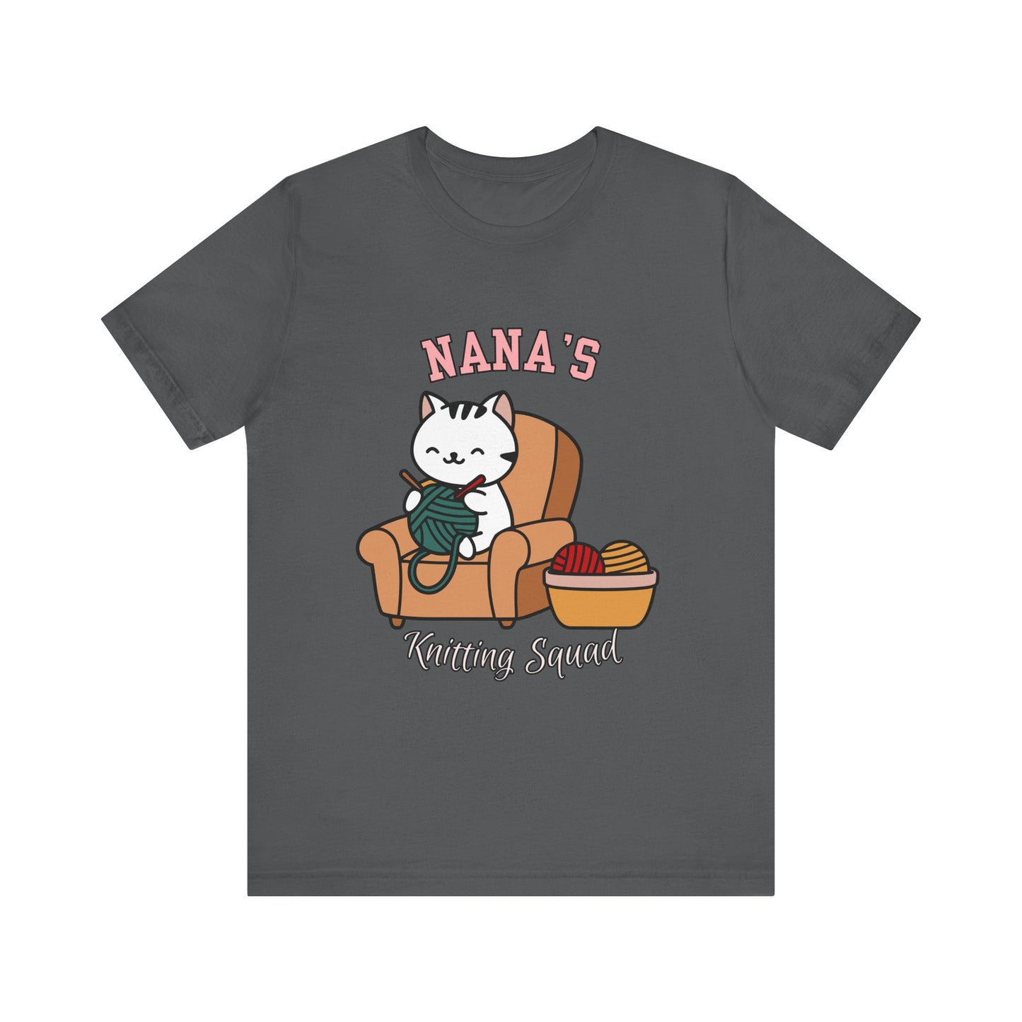 Nana's Knitting Squad Unisex Tee, Cozy Gift, Knitting Lover Shirt, Cat Lover Style, Cute Crafting Apparel, Fun Gift for Grandma