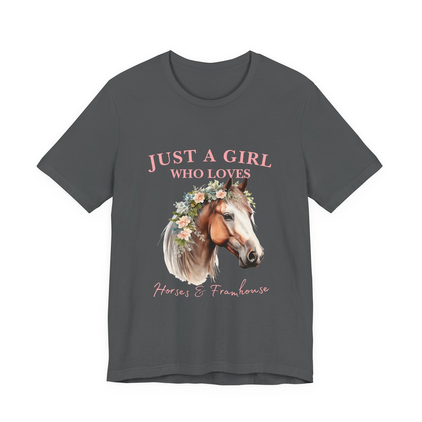 Just a Girl Who Loves Horses Jersey Tee | Equestrian Gift | Horse Lover T-Shirt | Floral Graphic Tee | Birthday Gift
