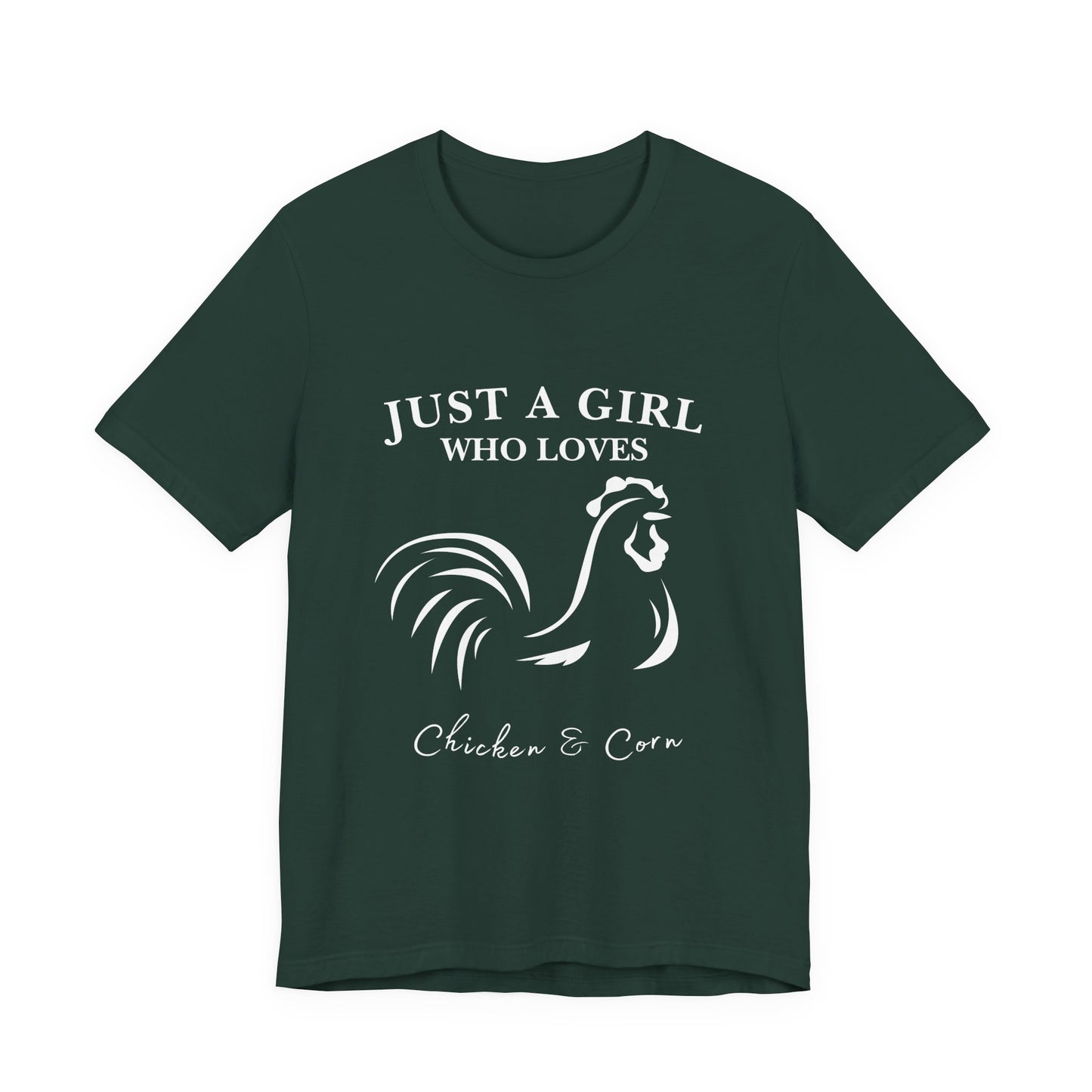 Country Chick Tee: Just a Girl Who Loves Chickens & Corn, Farm Life T-Shirt, Gift for Farmers, Summer Style, Cute Animal Shirt