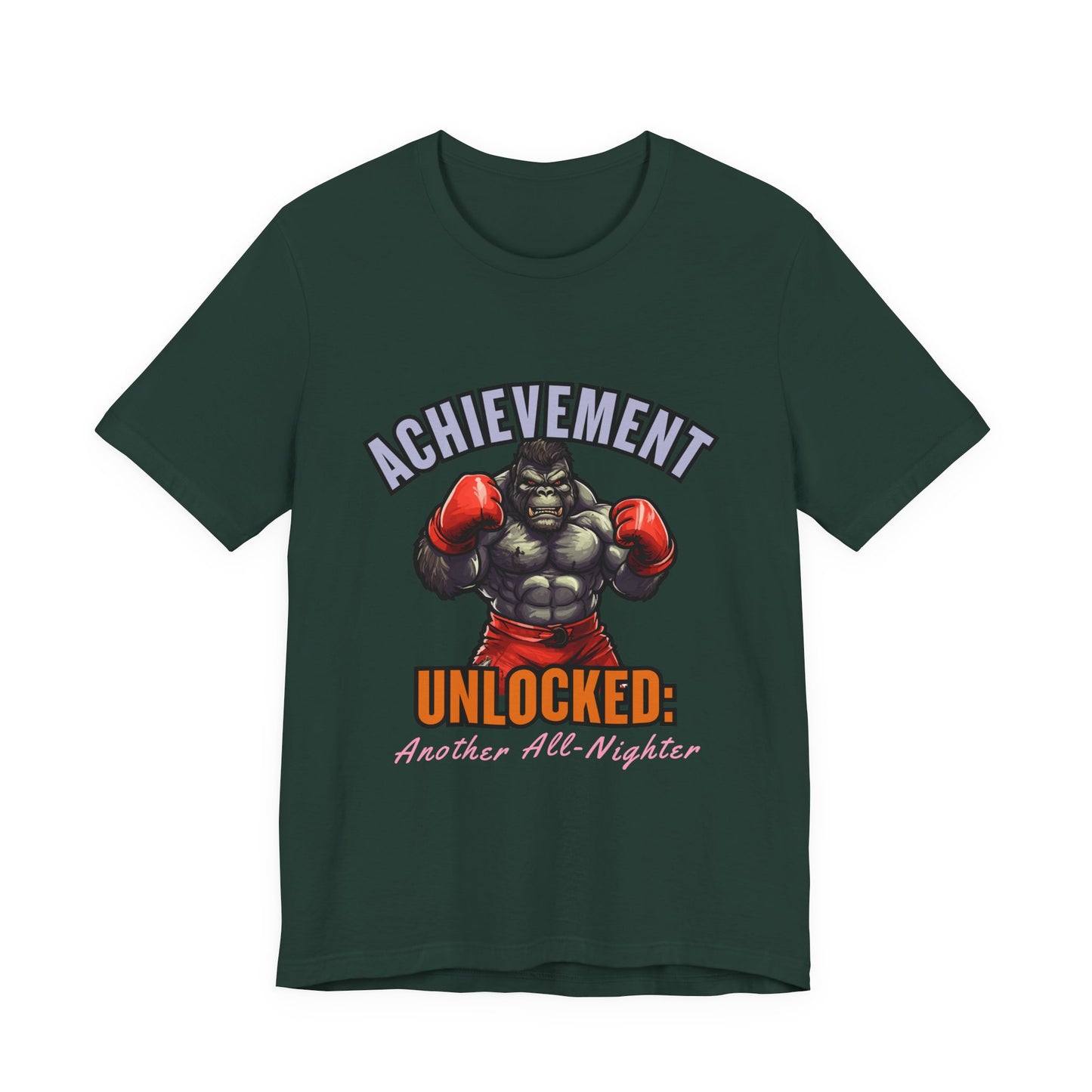 Achievement Unlocked Short Sleeve Tee, Gaming Shirt, Funny Tee, Birthday Gift, Casual Wear, All-Nighter Tee
