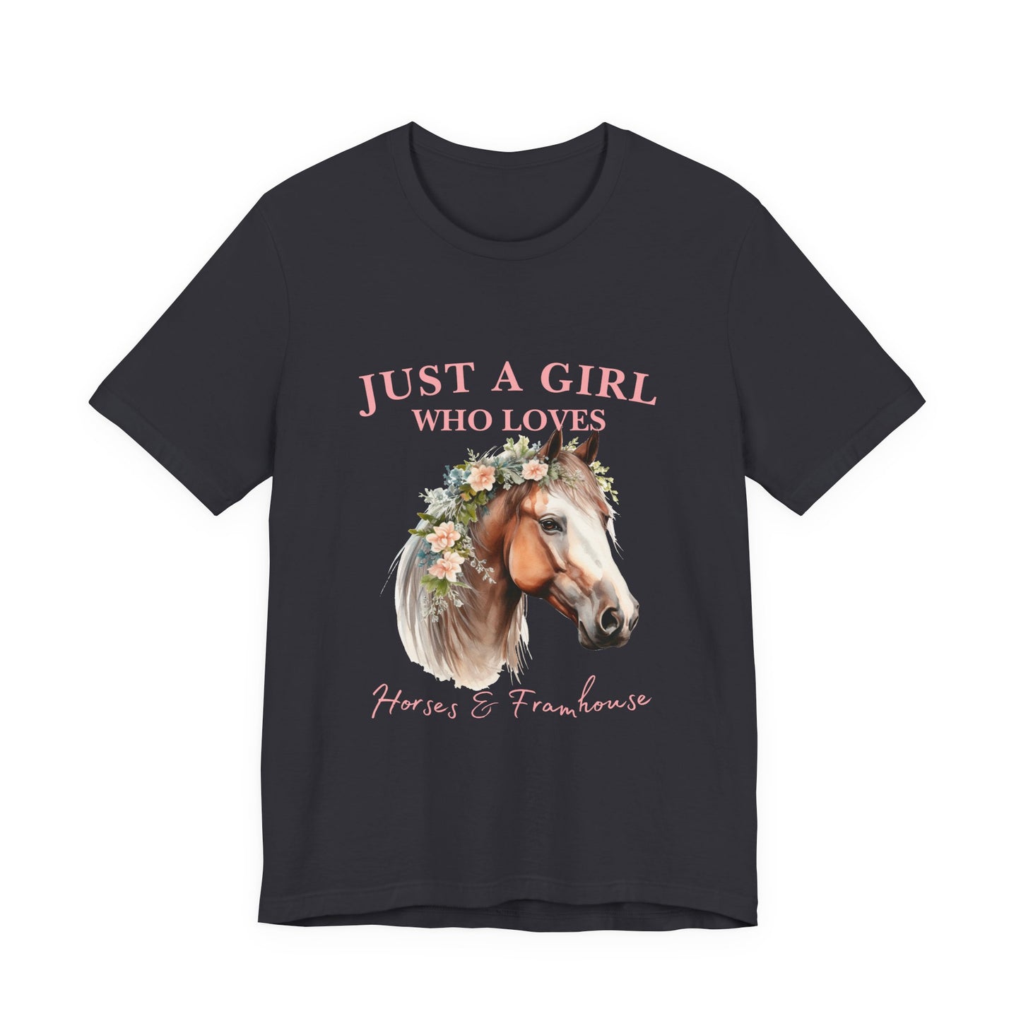 Just a Girl Who Loves Horses Jersey Tee | Equestrian Gift | Horse Lover T-Shirt | Floral Graphic Tee | Birthday Gift