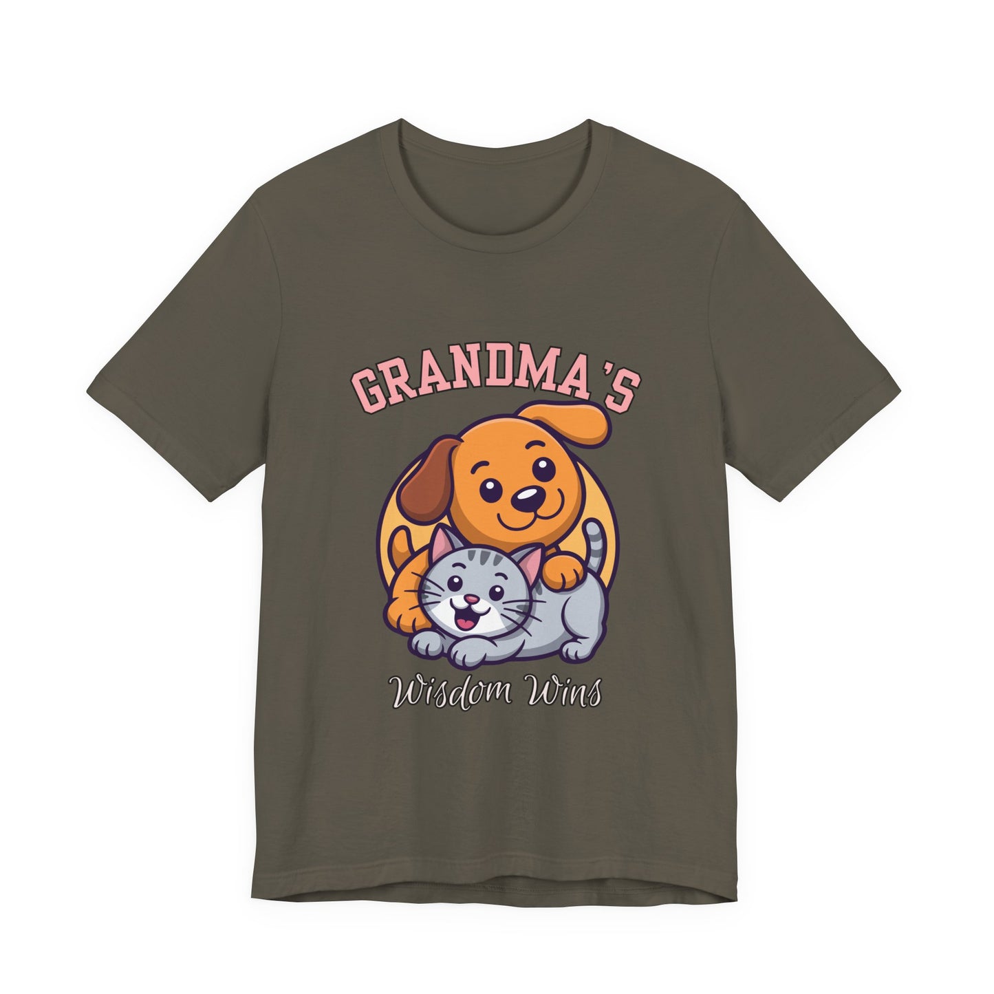 Grandma's Pet Love Tee - Cute Cat and Dog Design, Perfect Gift for Grandparents, Animal Lovers, Birthday, Family Gatherings, Casual Wear