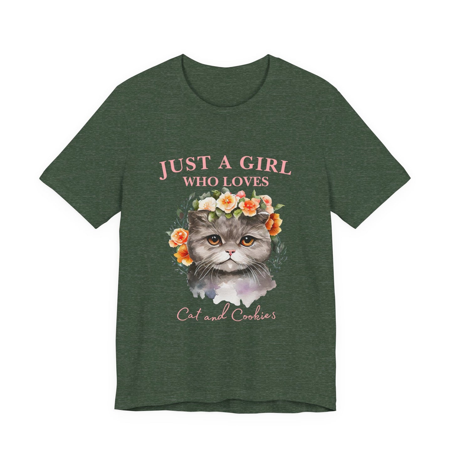 Just a Girl Who Loves Cats and Cookies Tee - Cute Cat Lover Shirt, Gift for Cat Moms, Funny Pet Apparel, Birthday Gift, Relaxed Fit T-Shirt