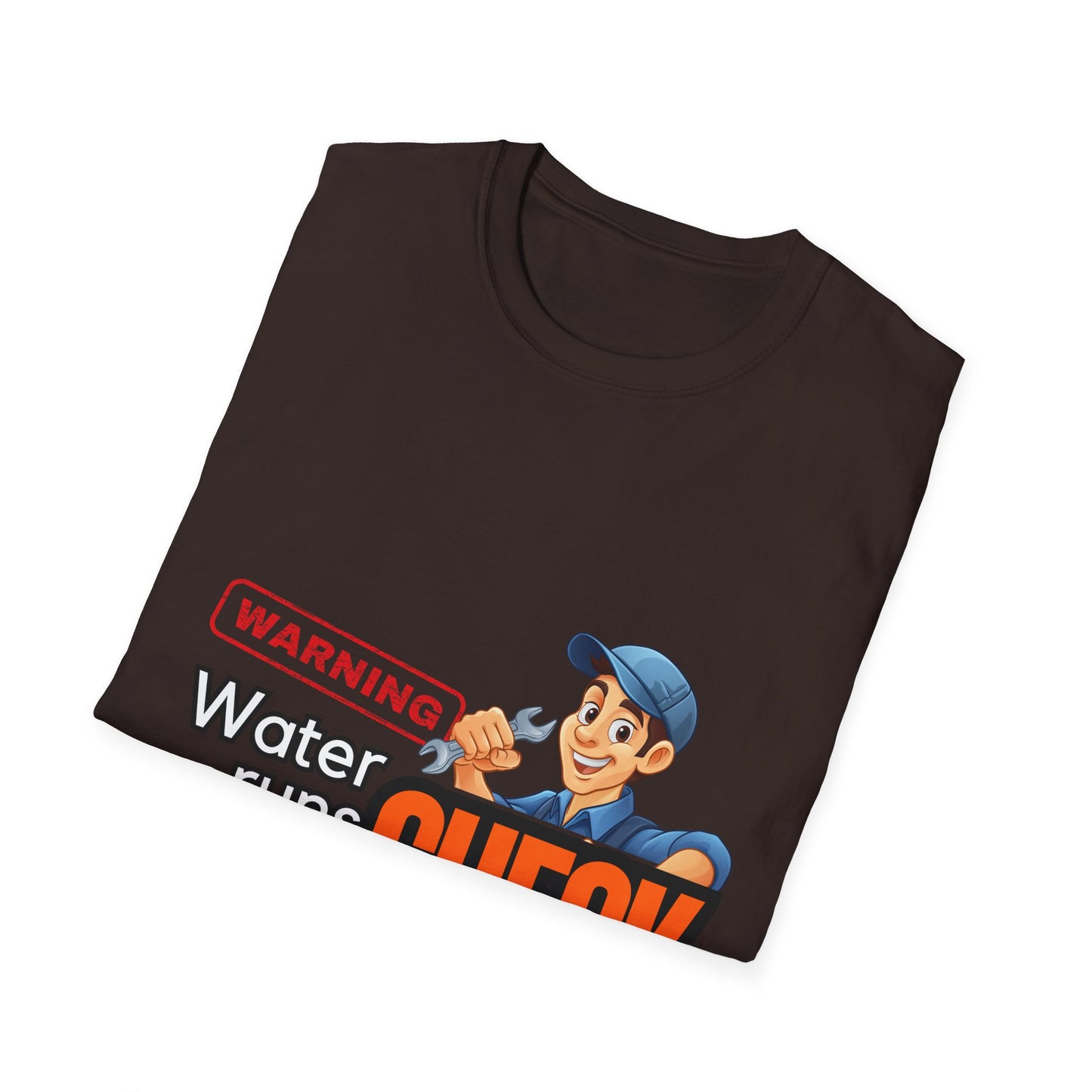 Warning Water Runs Thru It Unisex T-Shirt, Fun Gift for Handyman, Unique Work Shirt, Casual Everyday Tee, Playful Graphic Top