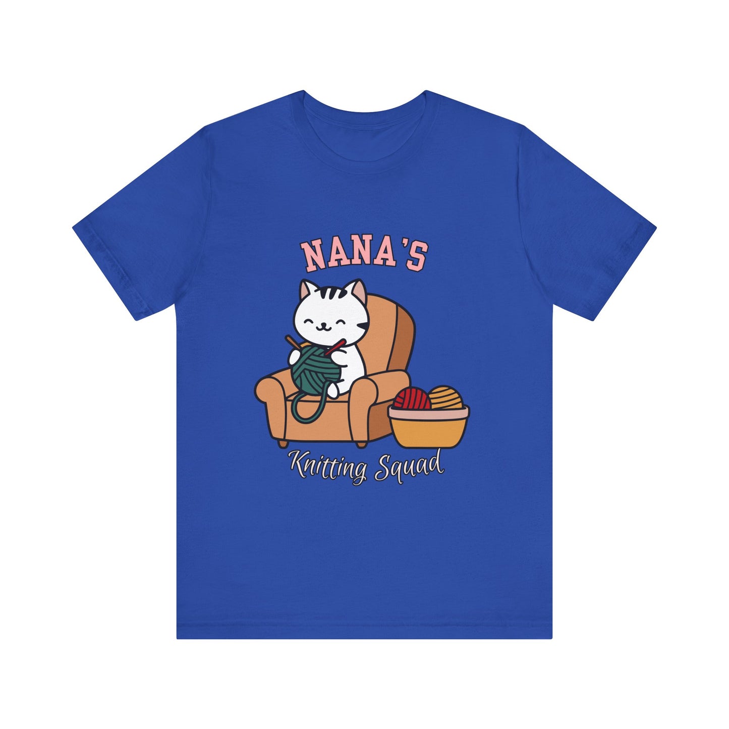 Nana's Knitting Squad Unisex Tee, Cozy Gift, Knitting Lover Shirt, Cat Lover Style, Cute Crafting Apparel, Fun Gift for Grandma